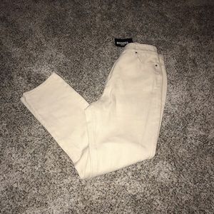 Missguided cream high waisted mom jeans